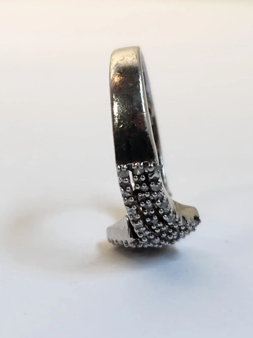 See VID VTG .65ctw Natural Diamonds Crossover Knot 925 Silver Ring Sz 7.25